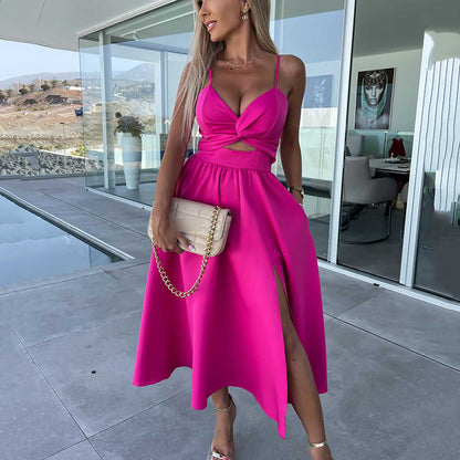 🔥 (S-XL) 🌺👗 Sukienki damskie na ramiączkach z wysokim rozcięciem 💃